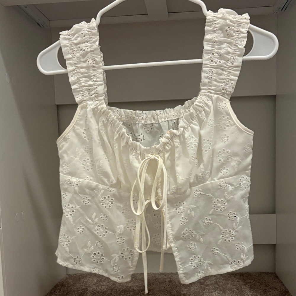 White Eyelet Lace Tank Top